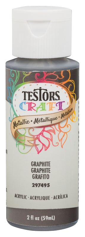 TESTORS 297495 Acrylic Craft Paint, Metallic, Graphite, 2 oz, Bottle