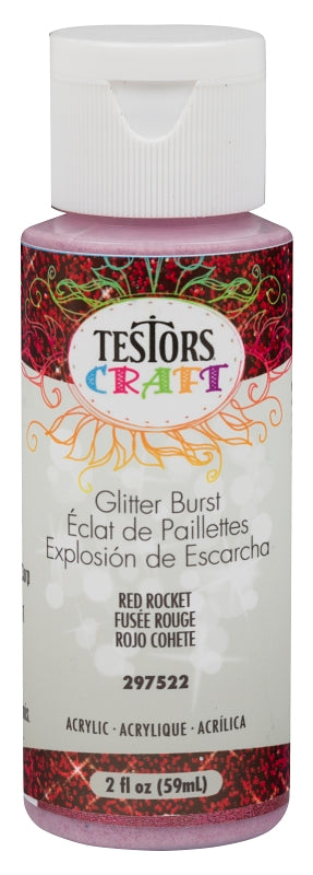 TESTORS 297522 Craft Paint, Glitter, Red Rocket, 2 oz, Bottle