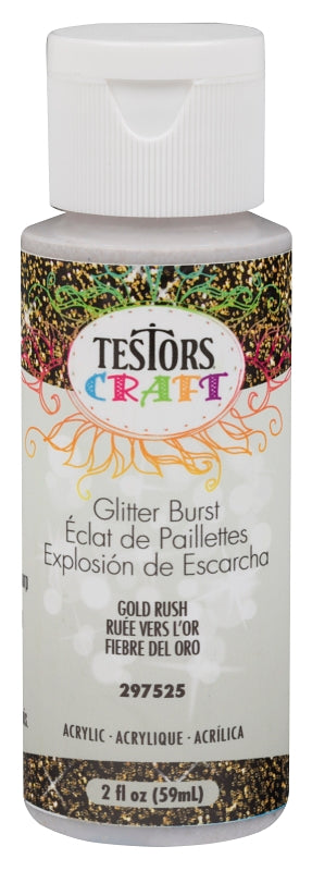 TESTORS 297525 Craft Paint, Glitter, Gold Rush, 2 oz, Bottle