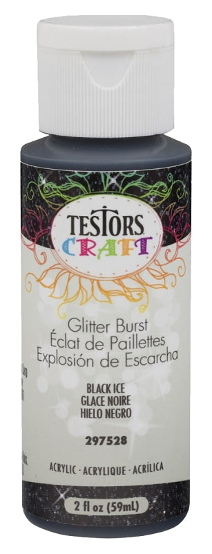 TESTORS 297528 Acrylic Craft Paint, Glitter Black Ice, 2 oz, Bottle