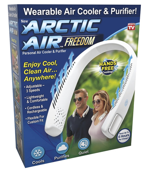 Arctic Air AAFRT-MC12/4 Personal Wearable Air Cooler, 3 V, 1 in Dia Blade, 3-Speed, 2 cfm Air, White