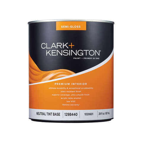 Clark+Kensington Semi-Gloss Tint Base Neutral Base Premium Paint Interior 1 qt, Pack of 4