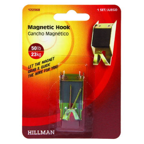 HILLMAN AnchorWire Brass-Plated Magnetic Picture Hanger 50 lb 1 pk, Pack of 10