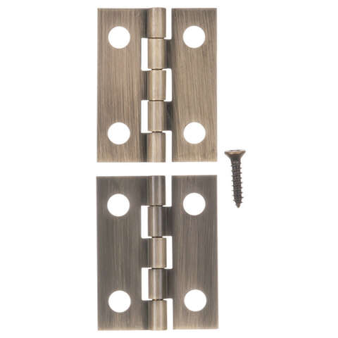 Ace 3/4 in. W X 1 in. L Antique Brass Brass Narrow Hinge 2 pk