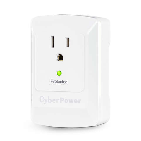 CyberPower Essential 0 ft. L 1 outlets Wall Tap White 900 J