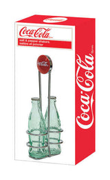 TableCraft Coca-Cola Clear Glass/Steel Salt and Pepper Shakers w/Rack 1 oz, Pack of 6