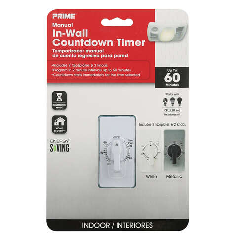 Prime EZ-SET Indoor In Wall Countdown Timer 125 V White