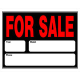 HILLMAN English Black Auto For Sale Sign 15 in. H X 21 in. W, Pack of 6