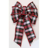 Holiday Trims Black/Red/White 7 Loop Plaid Christmas Bow 14 in., Pack of 12