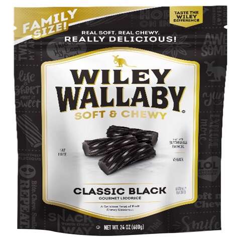 Wiley Wallaby Classic Black Gourmet Licorice Chewy Candy 24 oz, Pack of 10