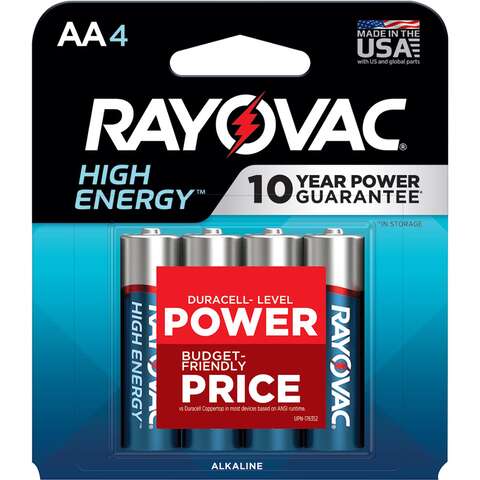 Rayovac High Energy AA Alkaline Batteries 4 pk Carded