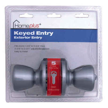 Home Plus Satin Chrome Entry Lockset 1-3/4 in.