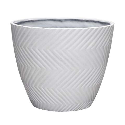 L&G Solutions 13 in. H X 16 in. D Polyresin Yuma Planter White