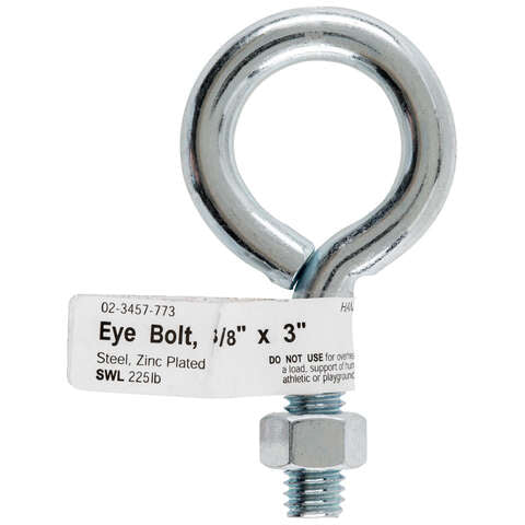 Hampton 3/8 in. X 3 in. L Zinc-Plated Steel Eyebolt Nut Included, Pack of 10