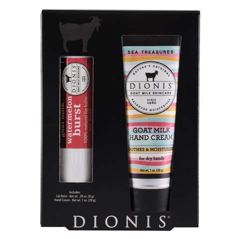 Dionis Goat Milk Skincare Sea Treasures And Watermelon Scent Hand Cream and Lip Balm 1.28 oz 1 pk, Pack of 12