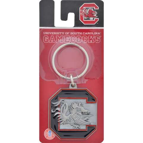 HILLMAN NCAA Tempered Steel Gray Split Ring Keychain, Pack of 3