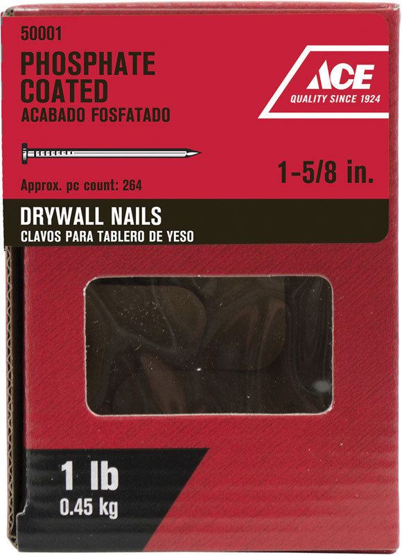 Ace 1-5/8 in. Drywall Phosphate-Coated Steel Nail Cupped Head 1 lb