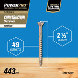 HILLMAN Power Pro No. 9 X 2-1/2 in. L Star Yellow Zinc Coarse Wood Screws 443 pk