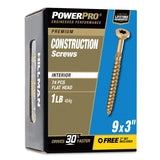 HILLMAN Power Pro No. 9 X 3 in. L Star Yellow Zinc Coarse Wood Screws 74 pk