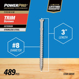 HILLMAN Power Pro No. 8 X 3 in. L Star Ceramic Coarse Trim Screws 489 pk