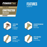 HILLMAN Power Pro No. 9 X 3 in. L Star Yellow Zinc Coarse Wood Screws 373 pk