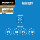 HILLMAN Power Pro No. 9 X 3 in. L Star Yellow Zinc Coarse Wood Screws 373 pk