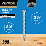 HILLMAN Power Pro No. 10 Ga. X 2-1/2 in. L Stainless Steel Star Flat Head Premium Deck Screws 5 lb 3
