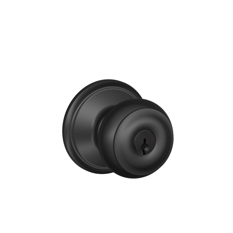 Schlage Georgian Matte Black Entry Knobs 1-3/4 in.