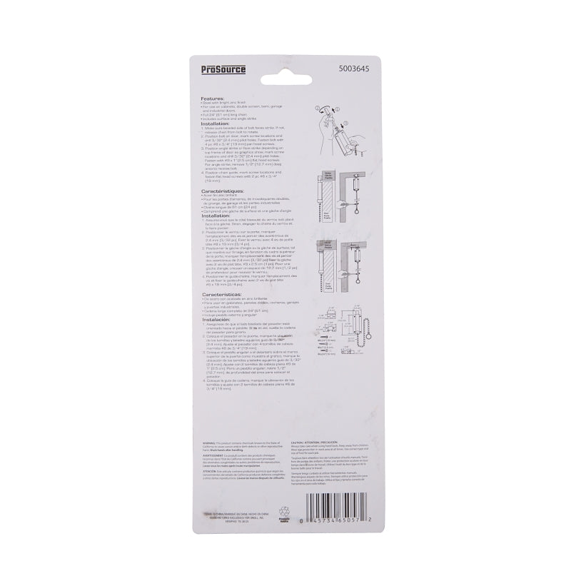 ProSource CL-188-6ZP-PS Chain Bolt, Steel, Zinc