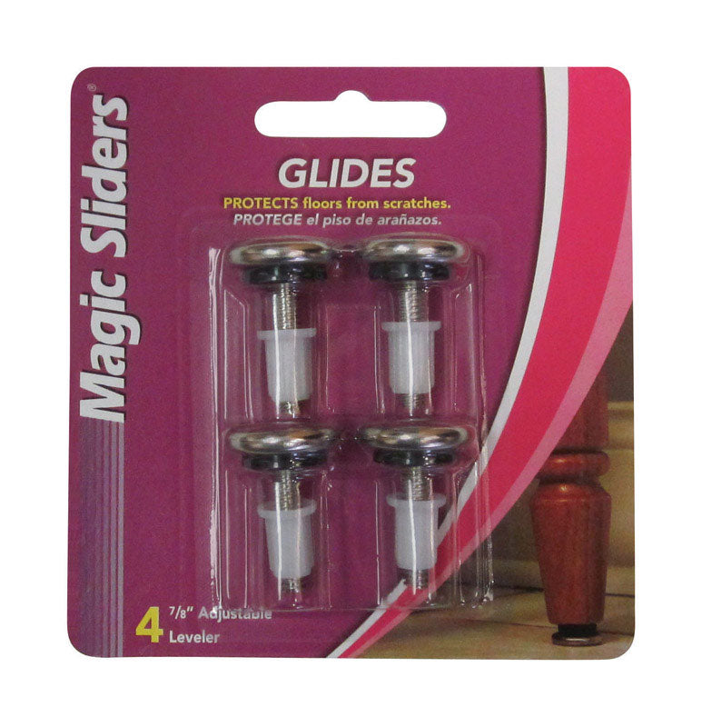 Magic Sliders Silver Steel Adjustable Leveling Glide 4 pk