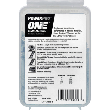 HILLMAN Power Pro No. 8 Ga. X 2-1/2 in. L Star Flat Head Coarse Multi-Material Screws