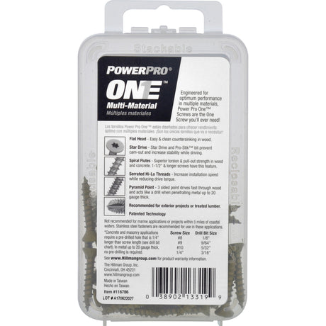 HILLMAN Power Pro No. 8 Ga. X 1 in. L Star Flat Head Coarse Multi-Material Screws, Pack of 5