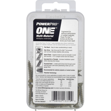 HILLMAN Power Pro No. 6 Ga. X 1 in. L Star Flat Head Coarse Multi-Material Screws, Pack of 5