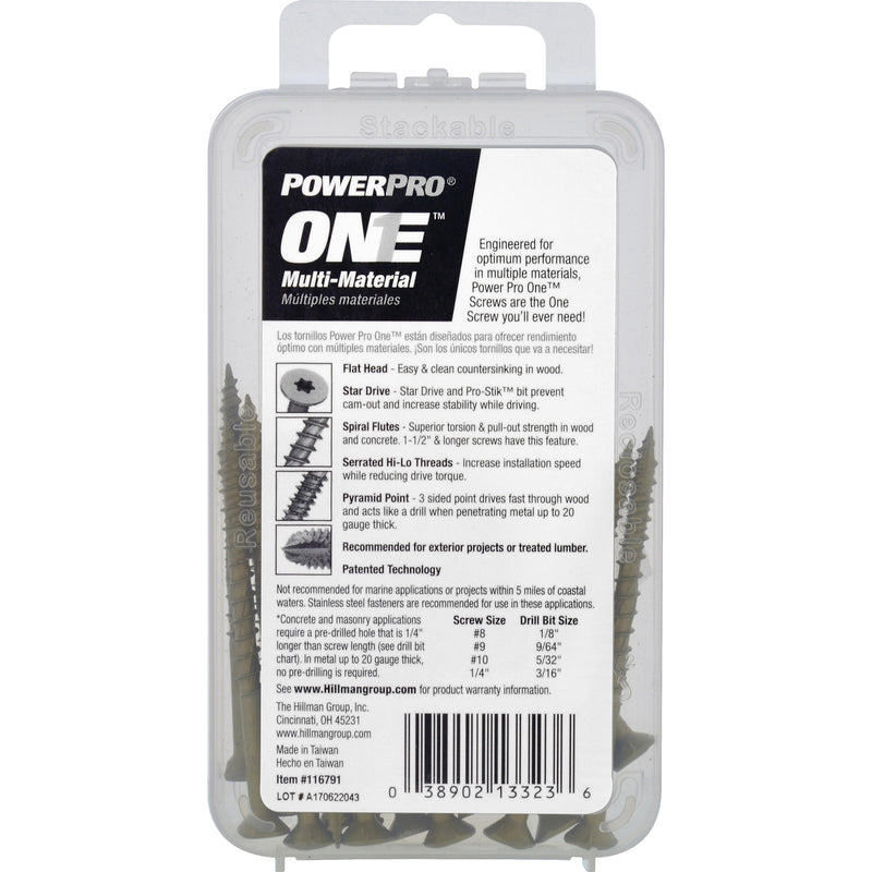 HILLMAN Power Pro No. 8 Ga. X 2-1/2 in. L Star Flat Head Coarse Multi-Material Screws, Pack of 5