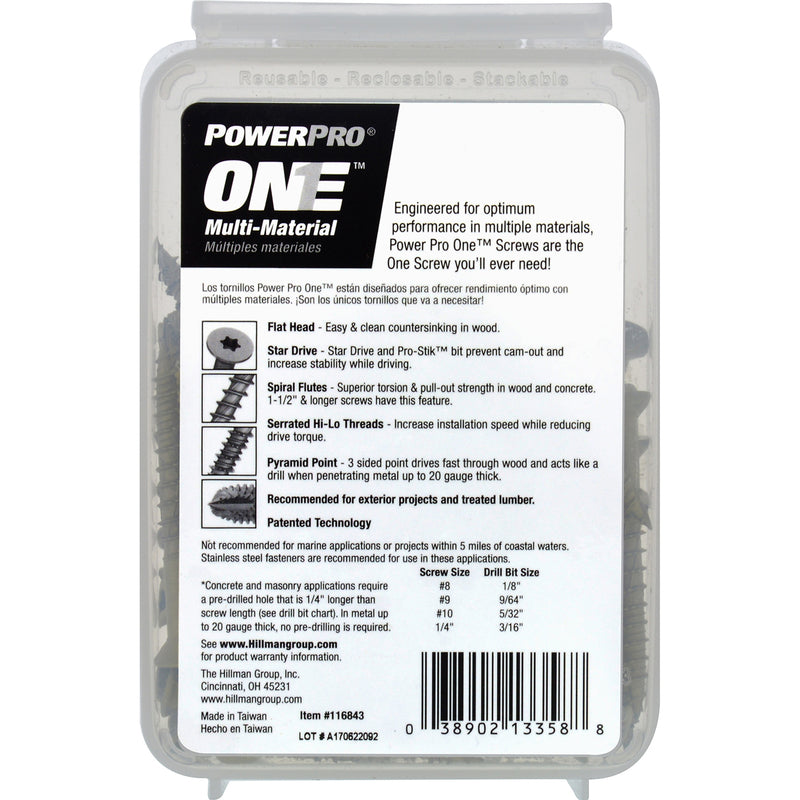 HILLMAN Power Pro No. 10 Ga. X 2 in. L Star Flat Head Coarse Multi-Material Screws