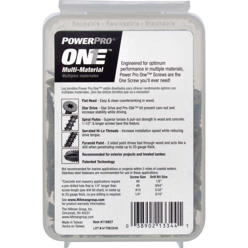 HILLMAN Power Pro No. 8 Ga. X 2 in. L Star Flat Head Coarse Multi-Material Screws