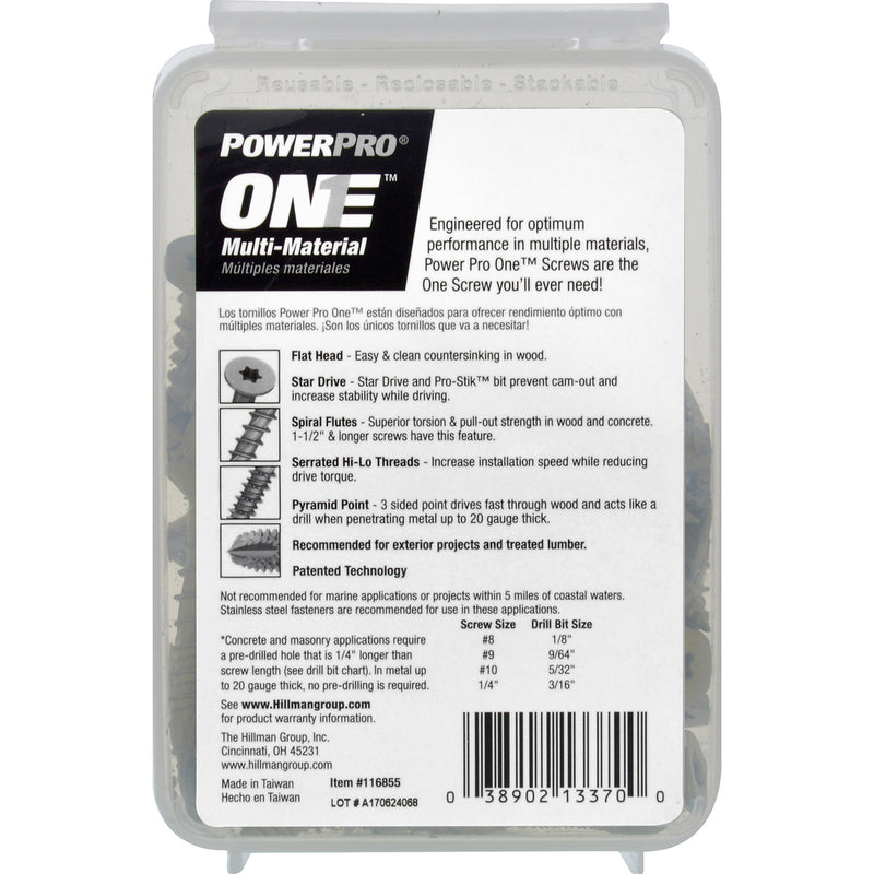HILLMAN Power Pro 1/4 in. Ga. X 1-3/4 in. L Star Flat Head Coarse Multi-Material Screws