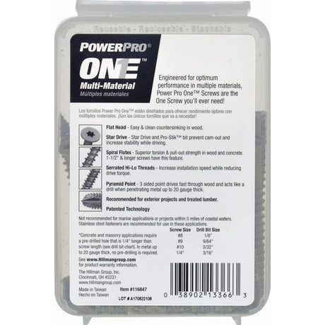 HILLMAN Power Pro No. 10 Ga. X 3 in. L Star Flat Head Coarse Multi-Material Screws