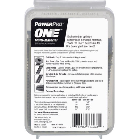 HILLMAN Power Pro No. 10 Ga. X 3-1/2 in. L Star Flat Head Coarse Multi-Material Screws