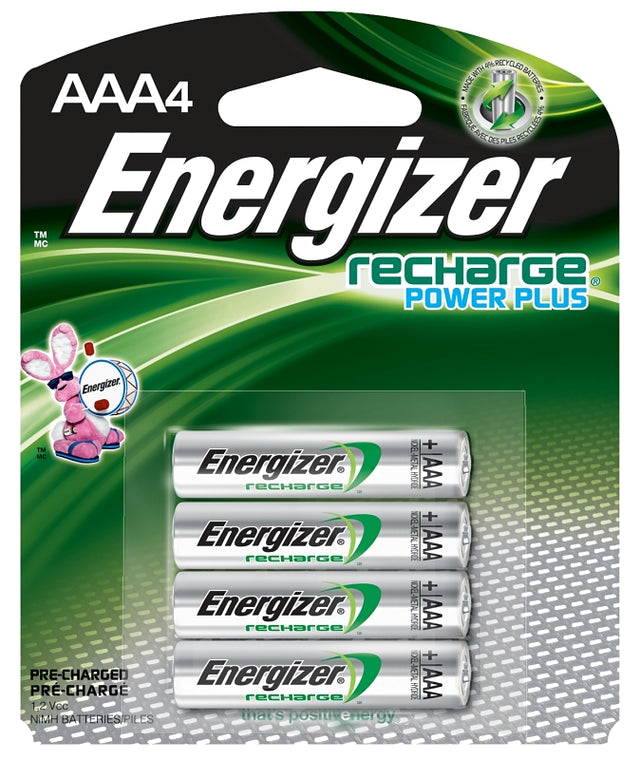 Energizer NH12BP-4 Battery, 1.2 V Battery, 850 mAh, AAA Battery, Nickel-Metal Hydride, Rechargeable: Yes