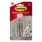 3M Command 2 in. L Brushed Nickel Metal Large Double Hook 4 lb. cap. 1 pk