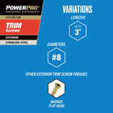 HILLMAN Power Pro No. 8 X 2-1/2 in. L Star Coarse Trim Screws 35 pk