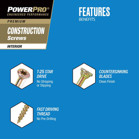 HILLMAN Power Pro No. 8 X 1-1/4 in. L Star Coarse Wood Screws 75 pk