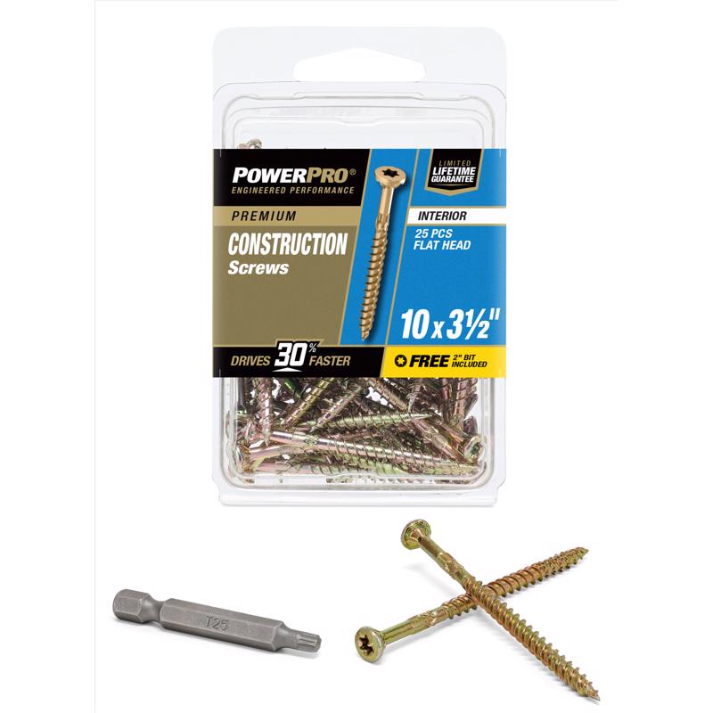 HILLMAN Power Pro No. 10 X 3-1/2 in. L Star Coarse Wood Screws 25 pk