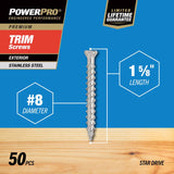 HILLMAN Power Pro No. 8 X 1-5/8 in. L Star Coarse Trim Screws 50 pk