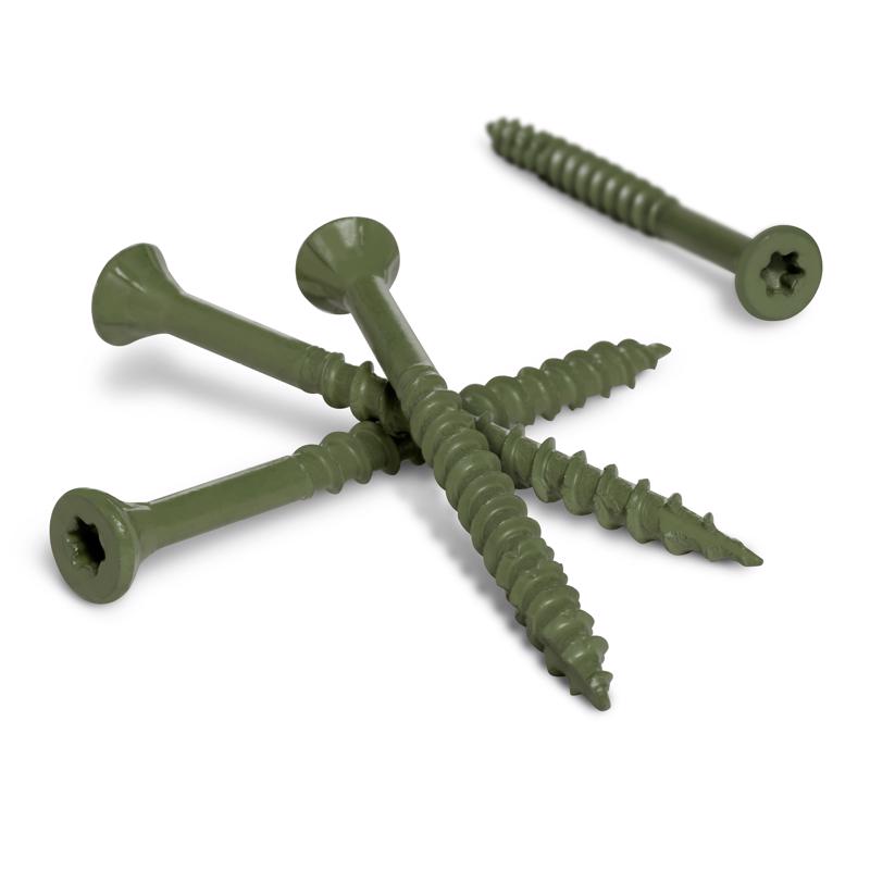 HILLMAN Deck Plus No. 8 Ga. X 1-5/8 in. L Green Star Flat Head Exterior Deck Screws 6 lb 735