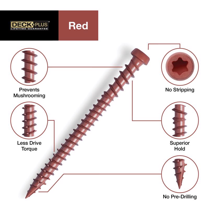 HILLMAN Deck Plus No. 10 Ga. X 3 in. L Red Star Flat Head Composite Deck Screws 5 lb 270 pk