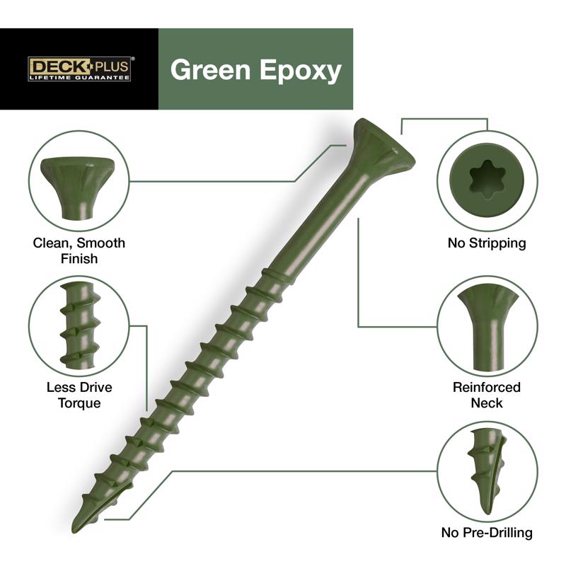 HILLMAN Deck Plus No. 10 in. X 3-1/2 in. L Green Star Flat Head Exterior Deck Screws 5 lb 275 pk