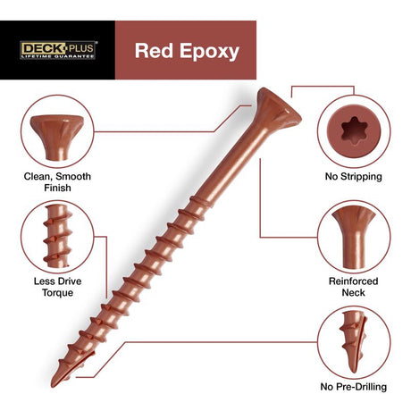 HILLMAN Deck Plus No. 10 Ga. X 2-1/2 in. L Red Star Flat Head Exterior Deck Screws 5 lb 365 pk