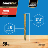 HILLMAN Power Pro No. 8 X 2-1/2 in. L Star Coarse Trim Screws 50 pk